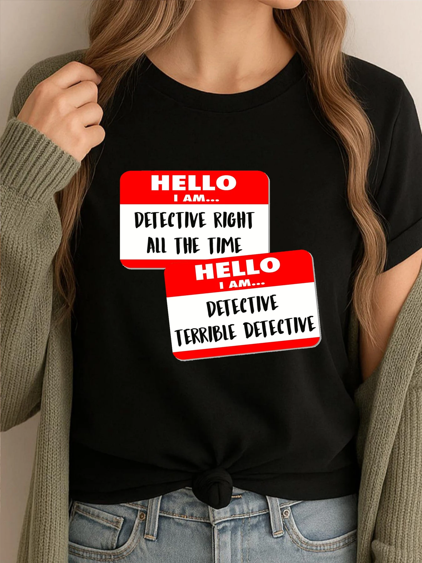 B99 Detektiv Recht All The Time Detective Schrecklicher Detektiv Männer Kleidung Meme T-shirt EU GRÖßE Koreanischen Stil