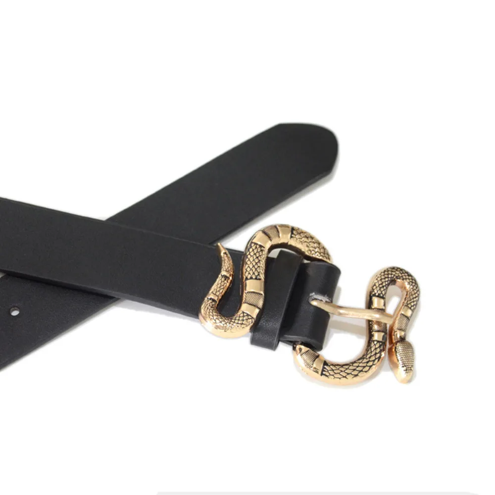 Fashion Luxury Women Belt New Snake Buckle Pu Leather Belt for Ladies Dress Jeans Clothes Accessories Leather Women Belt