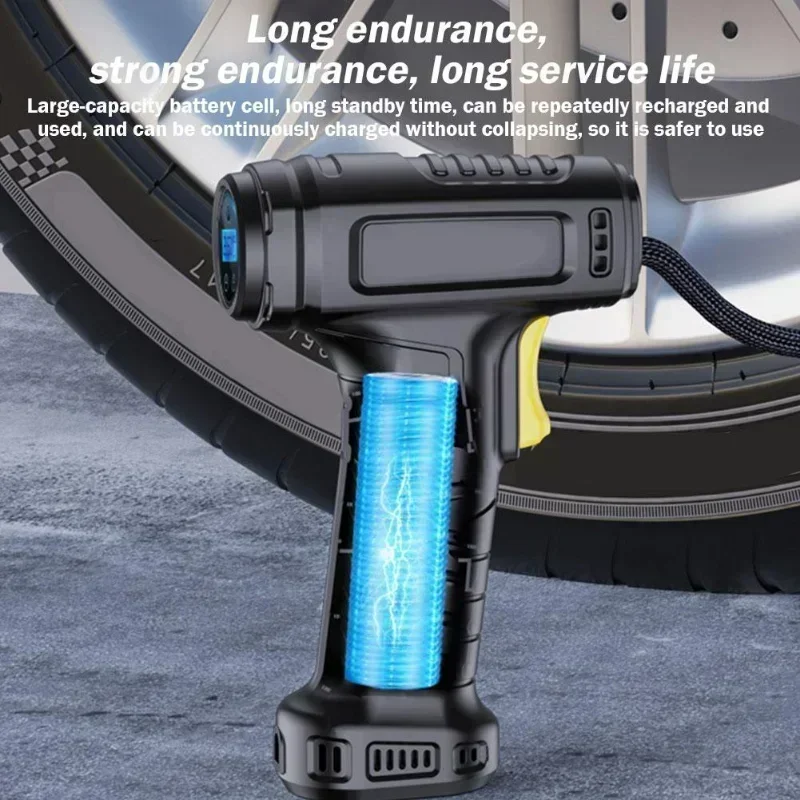 120W Handheld Air Compressor Wireless Wired Dual Mode Portable Digital Tire Inflator for Car Bicycle Balls High Fast Inflation