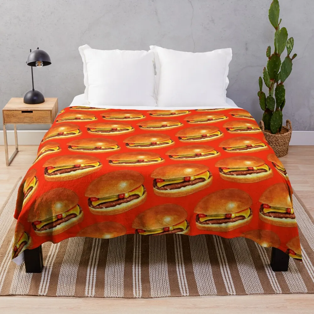 

Cheeseburger 5 Pattern - Red Throw Blanket Quilt Personalized Gift Cute Plaid Fashion Sofas Blankets