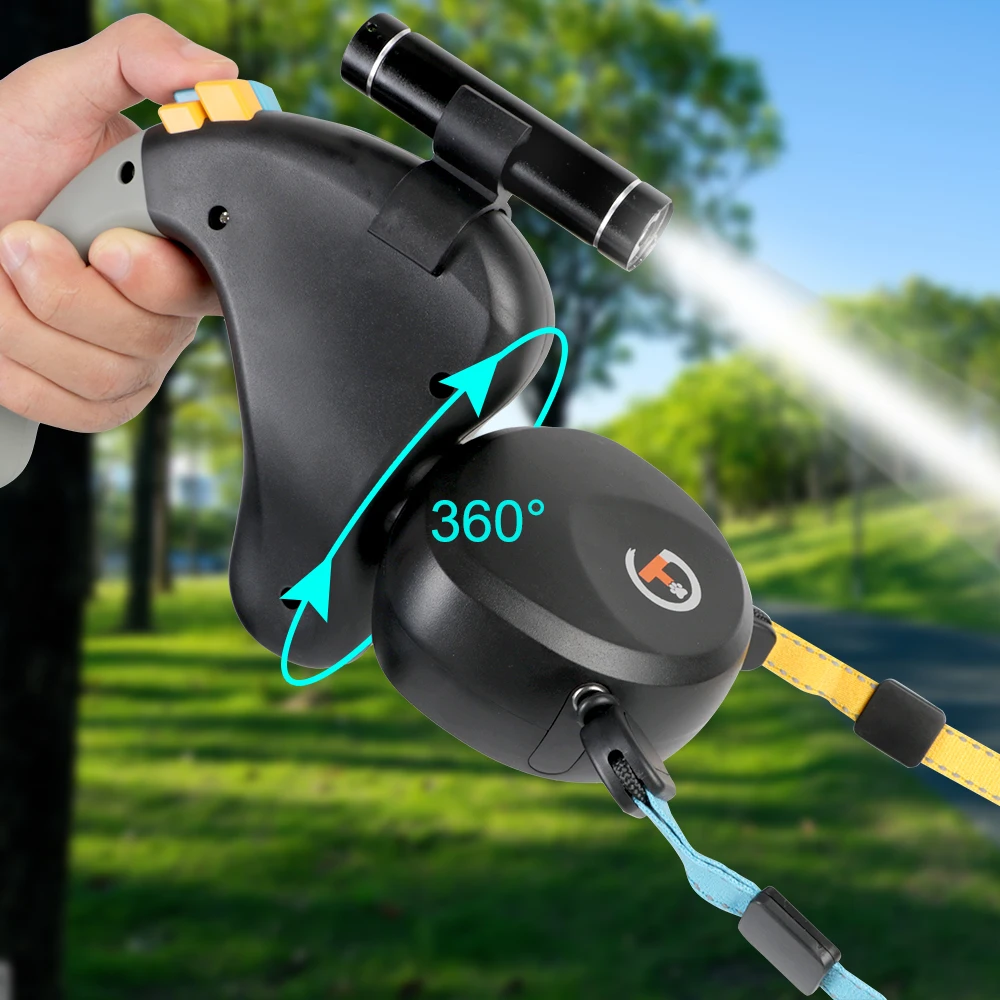 

Wholesale Dual Retractable Pet Leash 360 Degree Zero Dual Locking Reflective Tangle LED Flashlights Double Rope Leash for Dogs