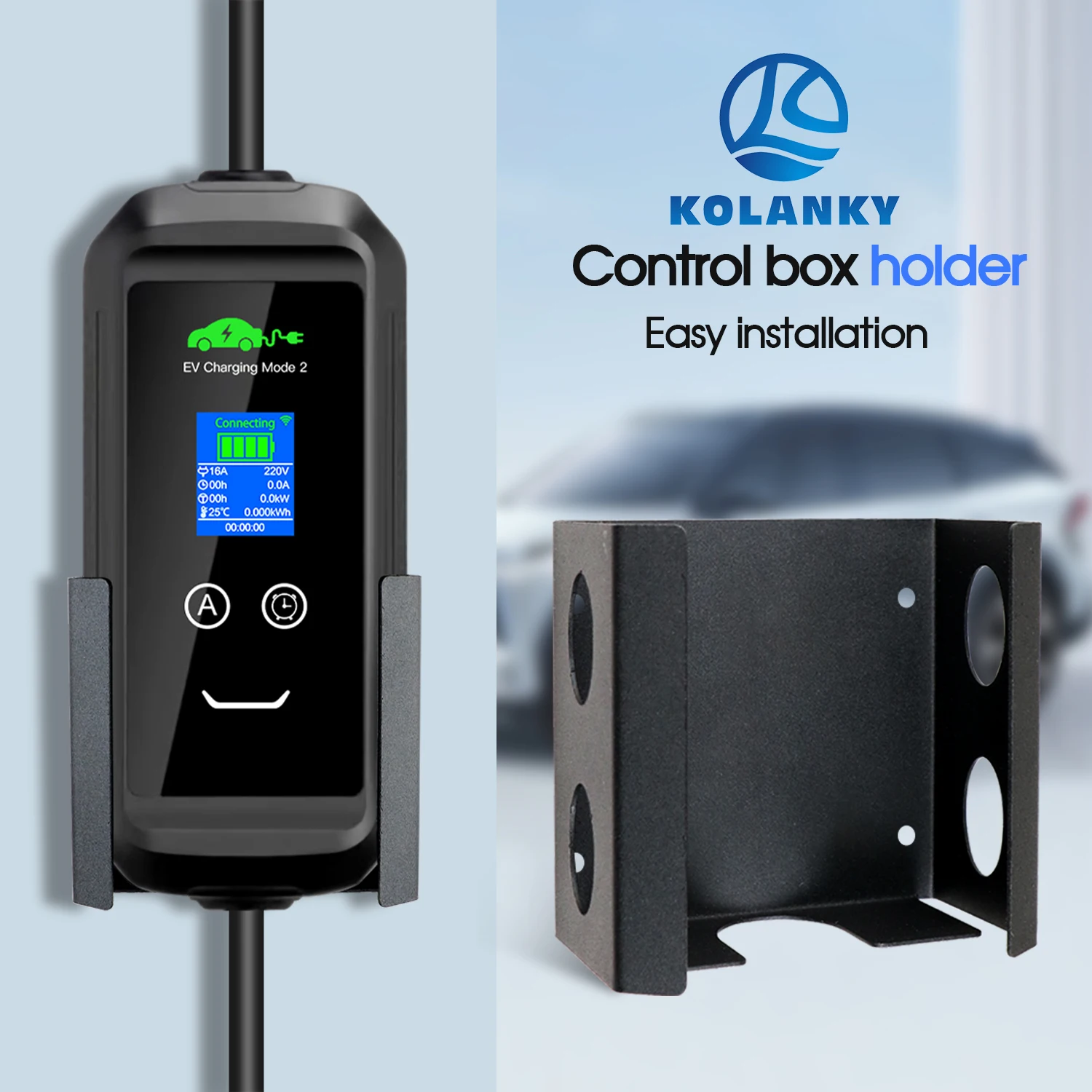 

Kolanky Portable Eletric Vehicle EV Charger Wallbox Control Iron Holder Easy Install