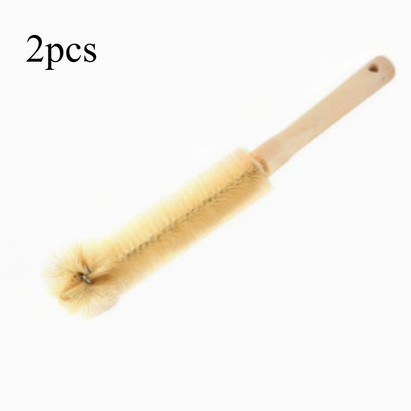 2 long handled non slip grip foot cleaning brushes - non bending toe brush, adult bathroom and foot care tool,light beige color