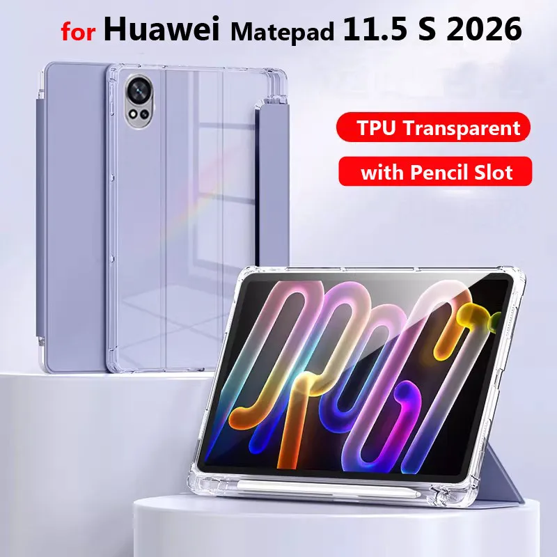 Case for Huawei Matepad 11.5 S 2026 Air 11.5 2023 SE 11 Inch 2024 Soft TPU Matte Tablet Stand Shockproof Cover with Pencil Slot