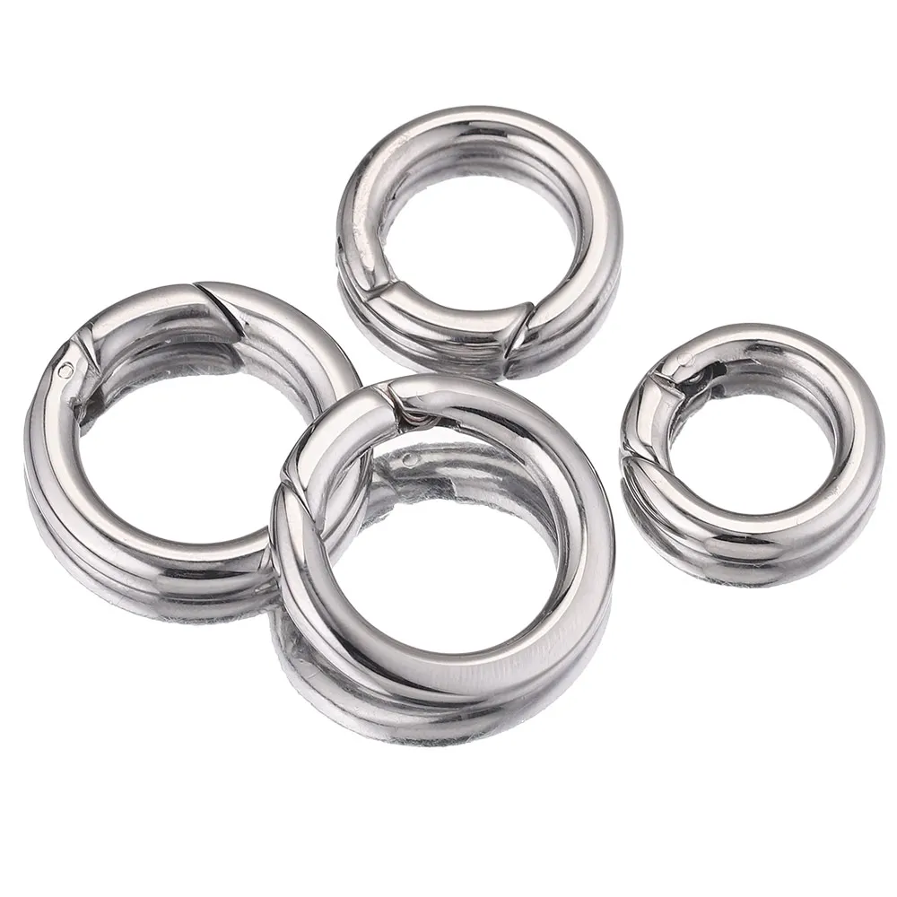 Stainless Steel Round O Ring Spring Clasps Keychain Bag Clips Hook Chain Buckles Lobster Clasp Connector for DIY Jewelry Making