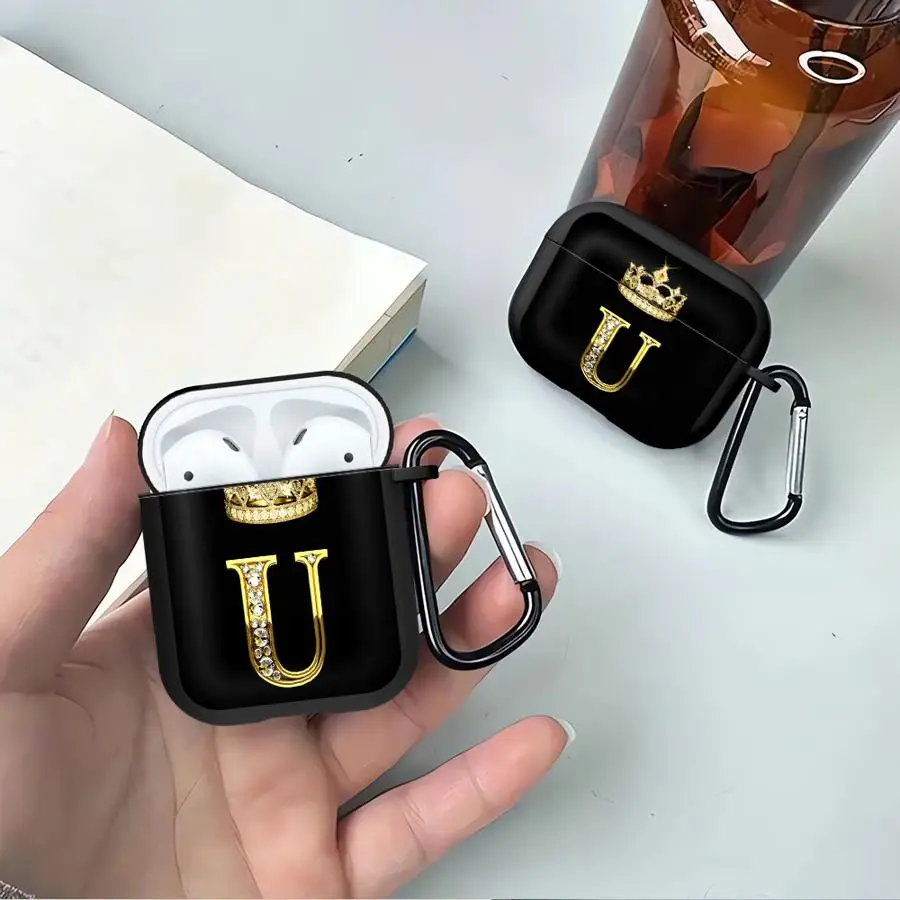 

Diamond Crown Letter U V Case For Airpods Pro3 3 Pro2 4 Pro 2 1 Earphone Cases Cover