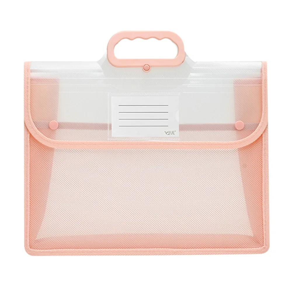 Multifunctional Test Paper Storage Bag Button Function Large Capacity Kids Document Bag Dustproof Visible Student Tote Bag