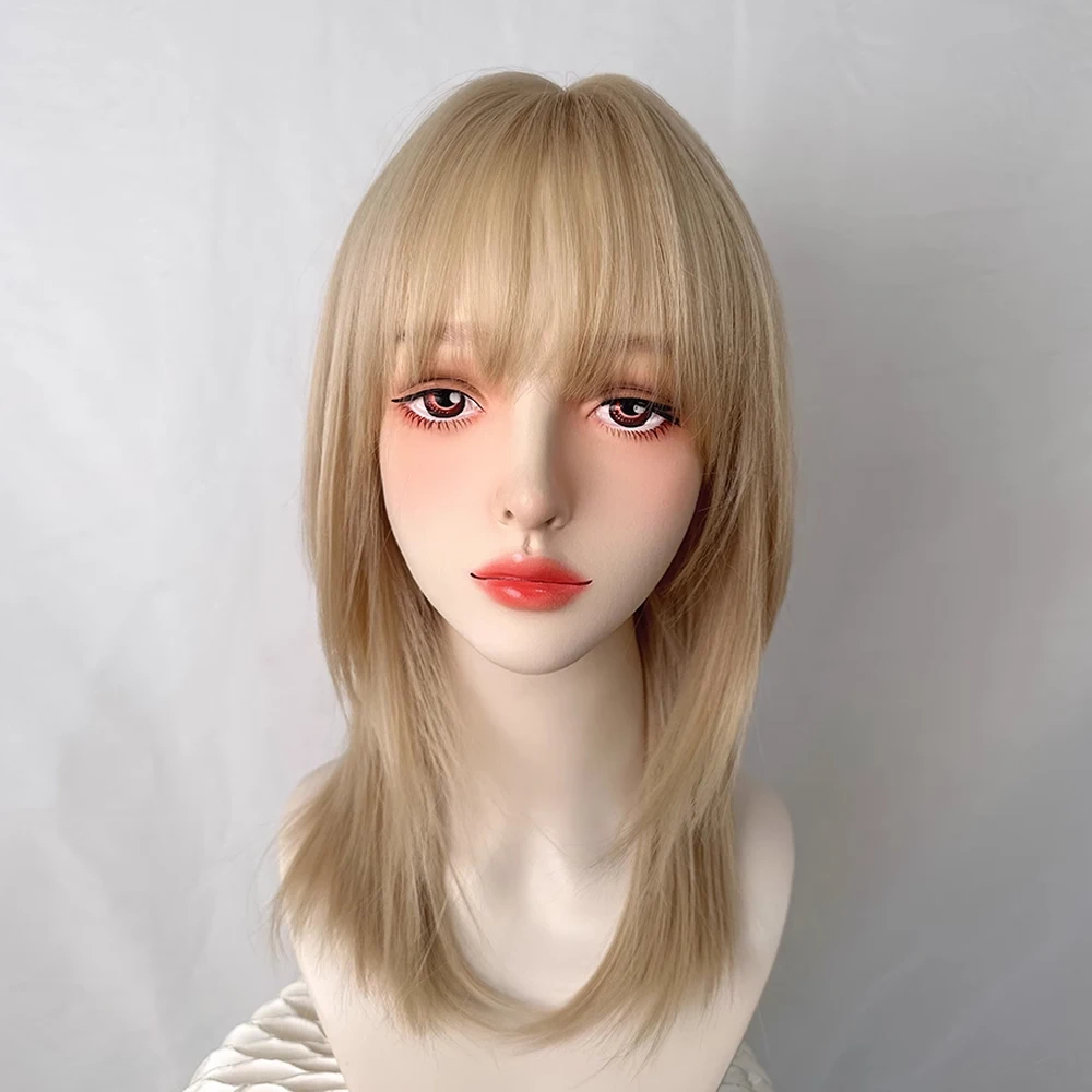 شقراء لوليتا تأثيري شعر مستعار رقيق الاصطناعية قصيرة مستقيم المرأة شعر مستعار مقاومة للحرارة للحزب اليومي #5