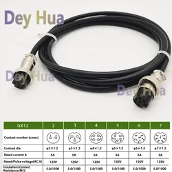 Double Plug GX12-2/3/4/5/6/7Pins Air Connector Power Cable Plug 0.3M 0.6M 1M  2M 3M  Cable，Size Of Female Head 9MM