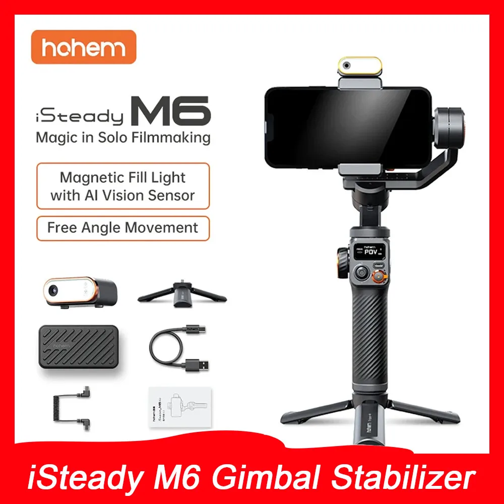 

hohem iSteady M6 3-Axis Gimbal Stabilizer Foldable Selfie Stick With APP Control&Magnetic Fill Light for Smartphone Cell Phone