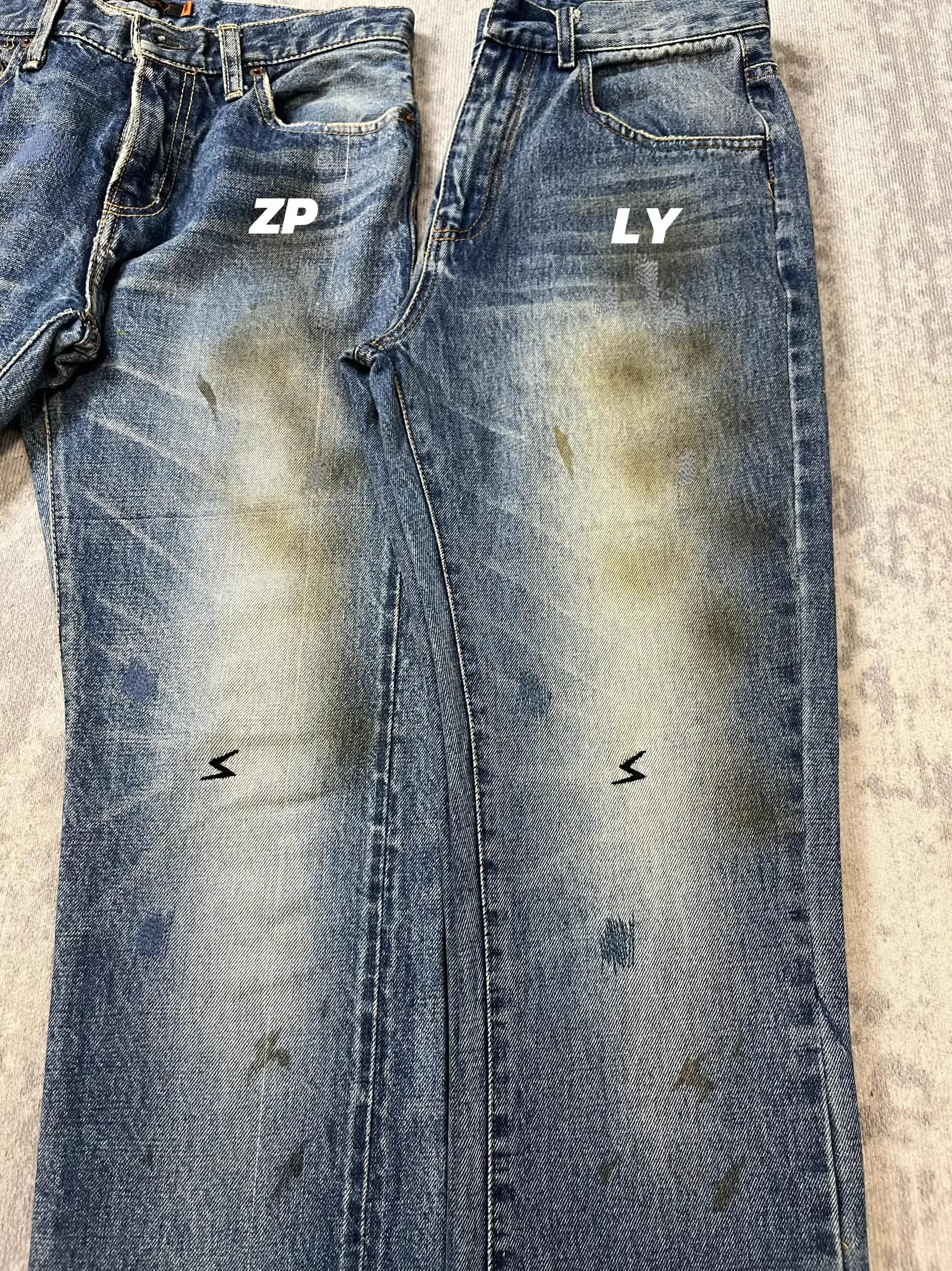 العلامة التجارية الجديدة Undercover شخصيات متعددة تناسب مستقيم بانت الجينز القطن الدنيم السراويل الراحة جينز غير رسمي حجم 1 2 3 # N189 #4