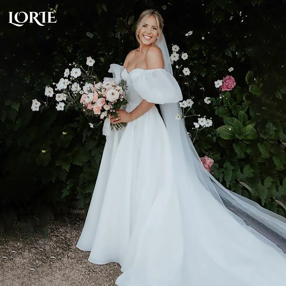 

LORIE Elegant Off Shoulder Mermaid Wedding Dresses Pleated Sweetheart Backless Pearls Bridal Gown Customized Bride Dresses