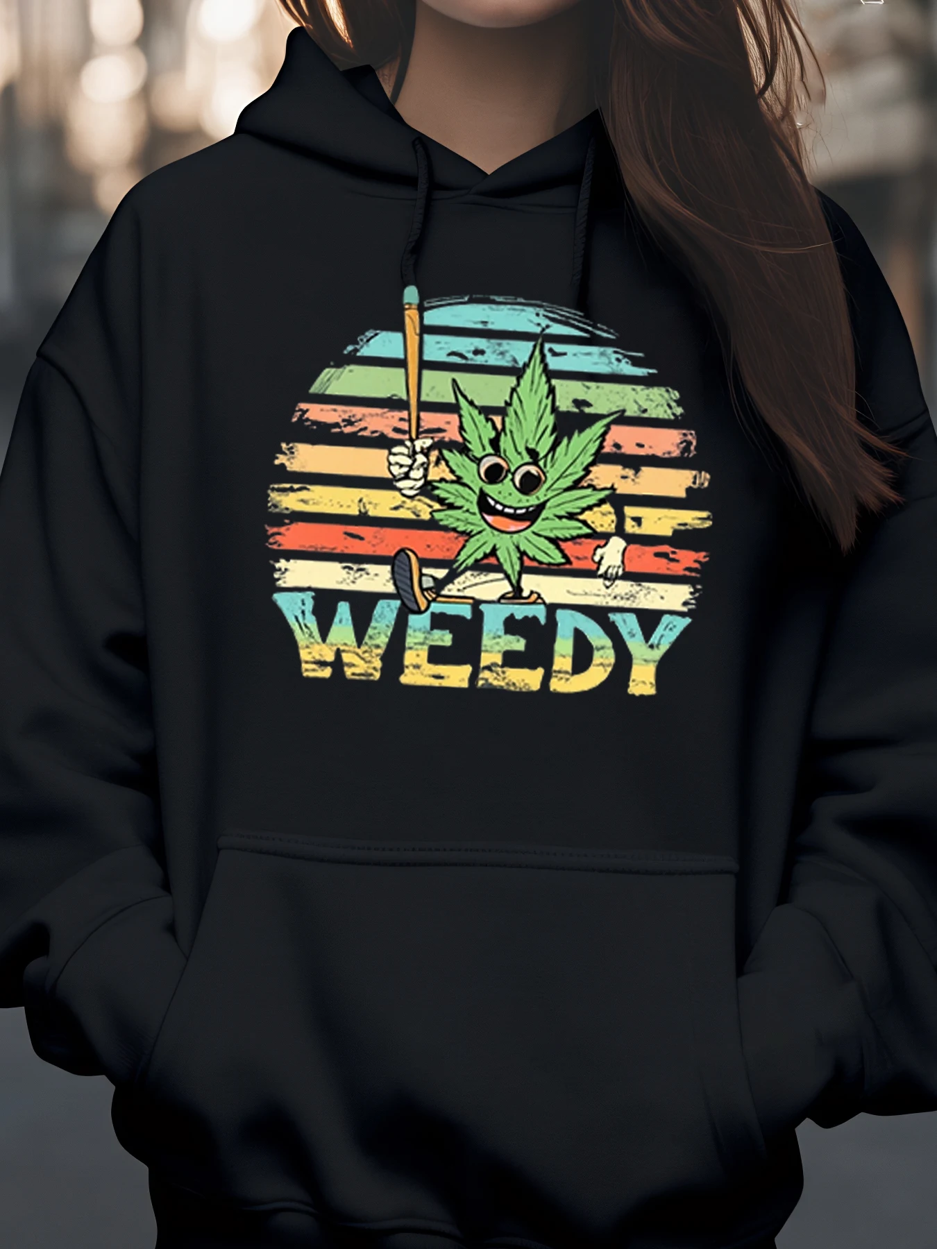 

Винтажная толстовка с принтом Weedy Leaf Cannabis with Joint для повседневной одежды для мужчин и женщин