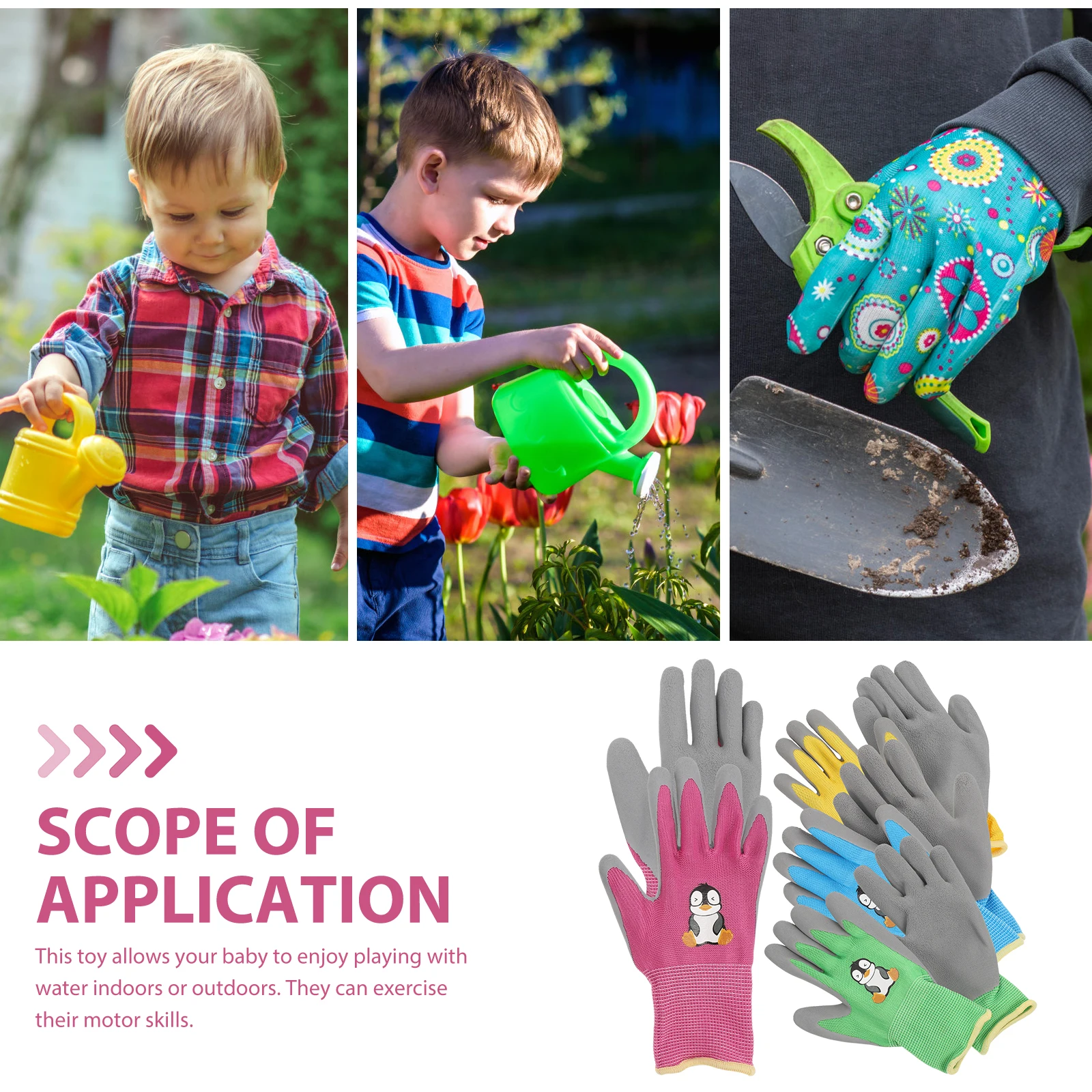 

4 Pairs Children's Protective Gloves Childrens Gardening Outdoor Small Toddler Gardener Working