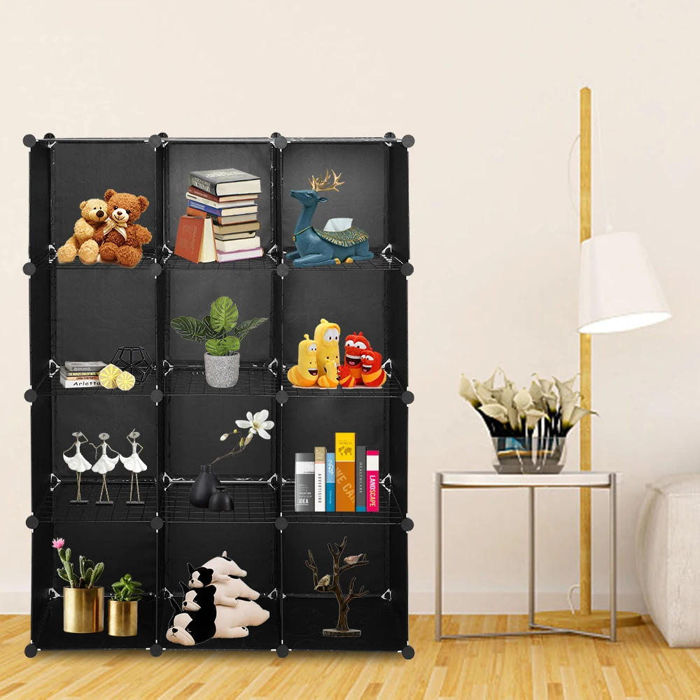 

12-Cube Storage Shelf Cube Shelving Bookcase Bookshelf Organizing Closet Toy Organizer Cabinet