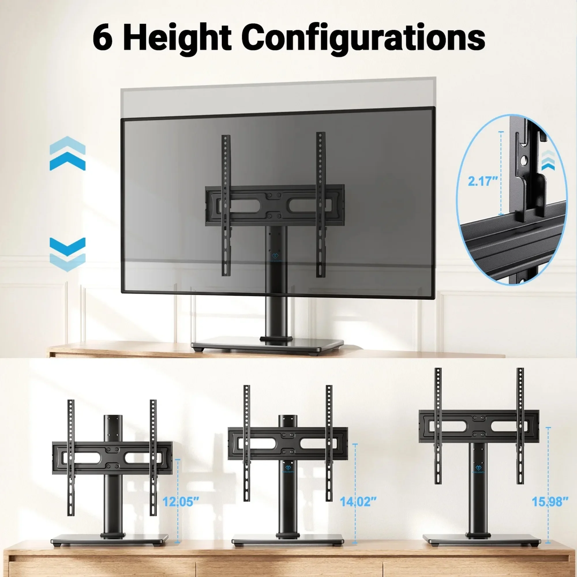 Universal Swivel Tabletop TV Stand Fits 32" to 60" TV's, Holds up to 88 lbs