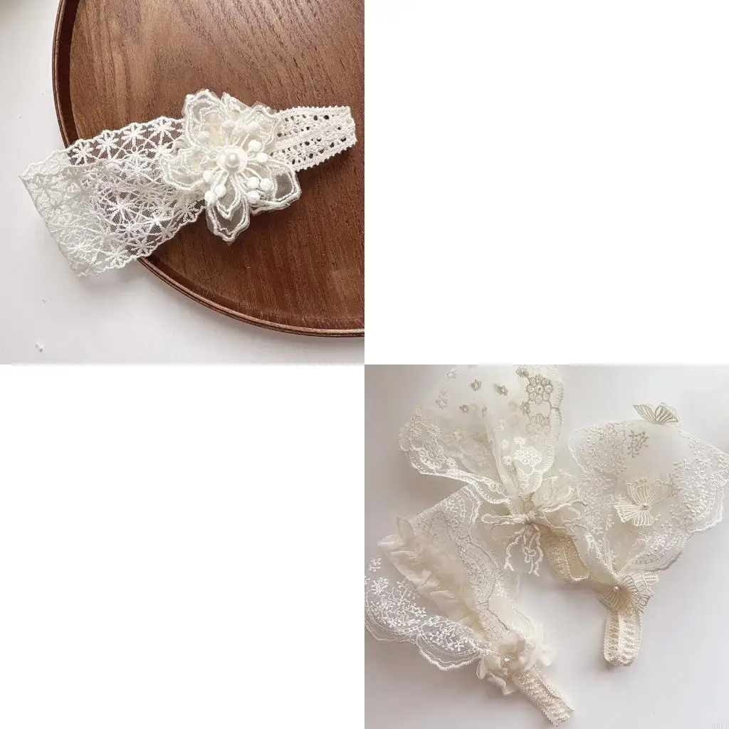 

Baby Girls Lace Hairband Stretchy Elastic Design Breathable Polyester Retro Pastoral Infant Head Accessory