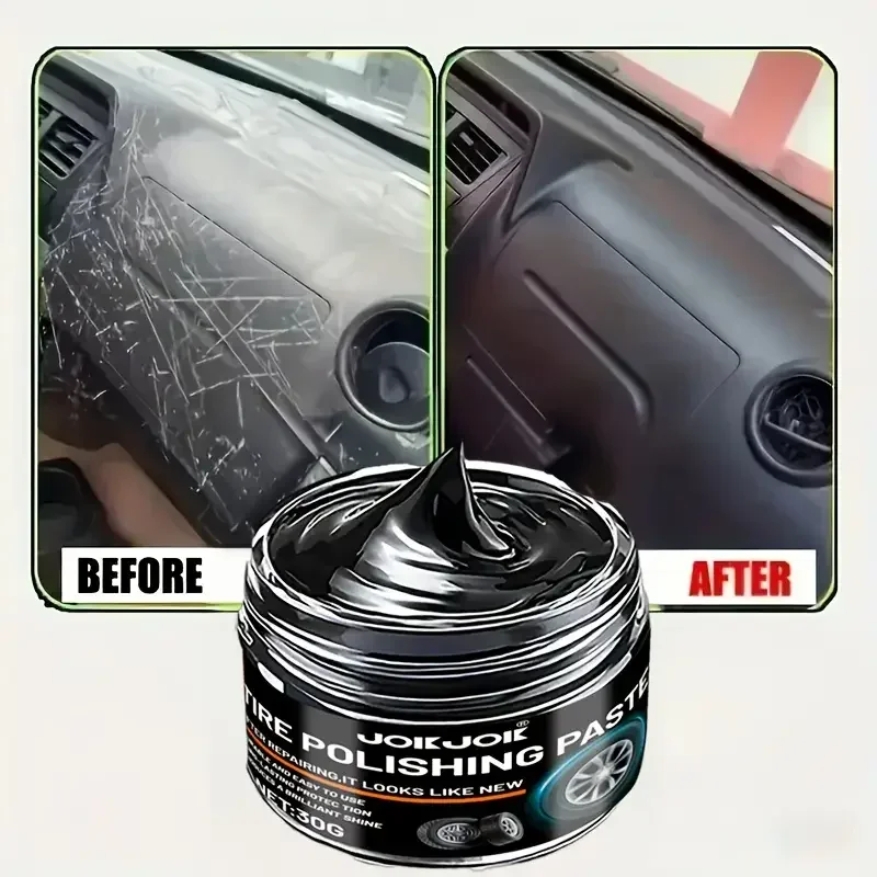 KJM Restaurador de plástico e couro preto-pasta de reparo de interiores automotivos com correção de cor, esmalte brilhante, revestimento protetor-las longo