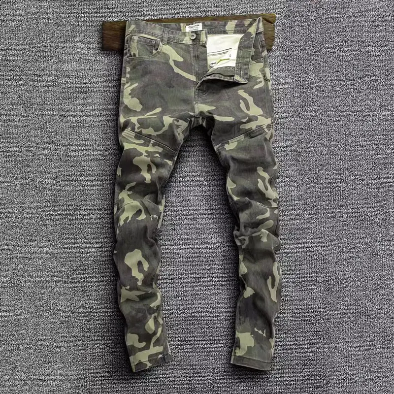 Fashion Vintage Men Jeans Black Stretch Slim Fit Spliced Designer Jeans Men Korean Style Casual Denim Pants Hip Hop Trousers