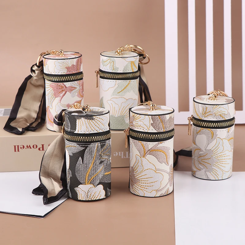 Vintage Mini Bucket With Scarf Coin Purse Embroidery Lipstick Storage Bag Earphone Bag Small Bag Pendant Fashion Accessories