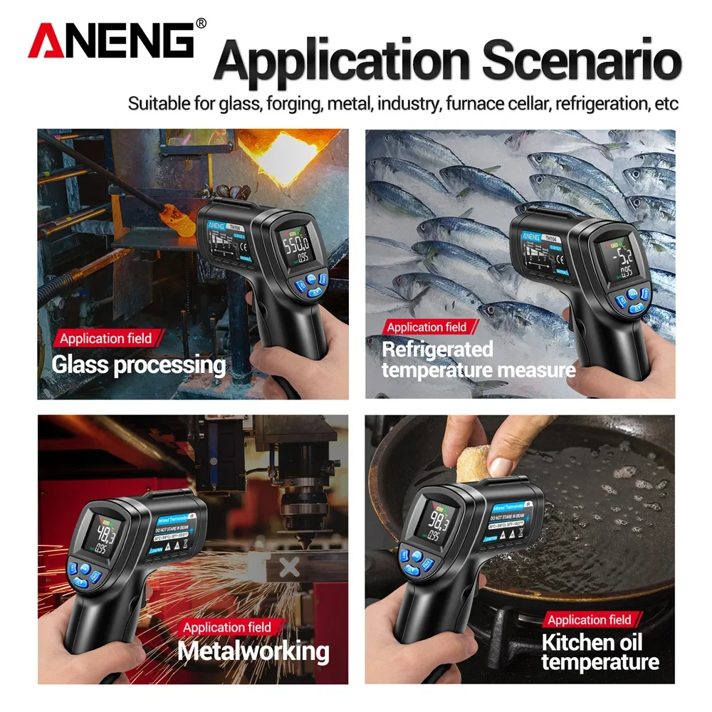 ANENG Imager VA Suhu Genggam Inframerah 50~550 ℃   Alat Pirometer Meter Layar Termal Termometer Sensor Laser IR Baru TH104