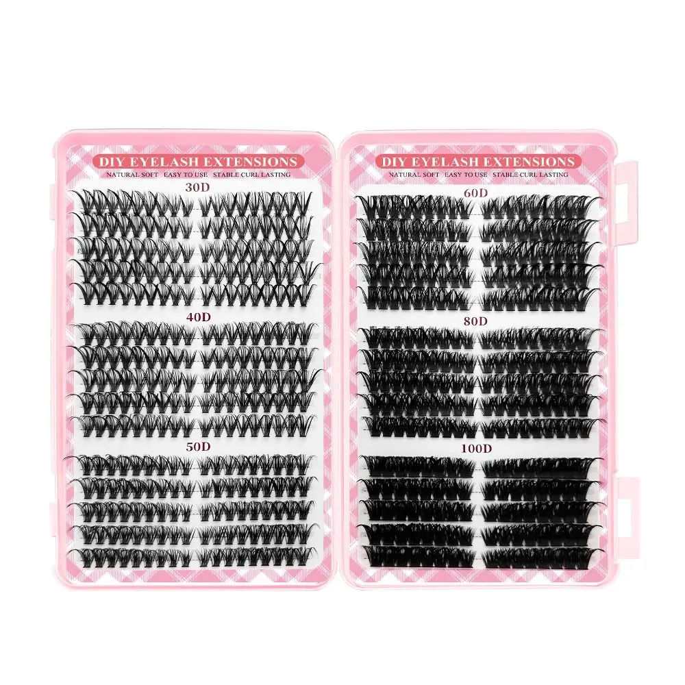 9-16mm Length False Eyelashes Natural Look Wispy Style DIY Lash Extension Kit Volume Fans Fluffy Clusters Fake Eyelash