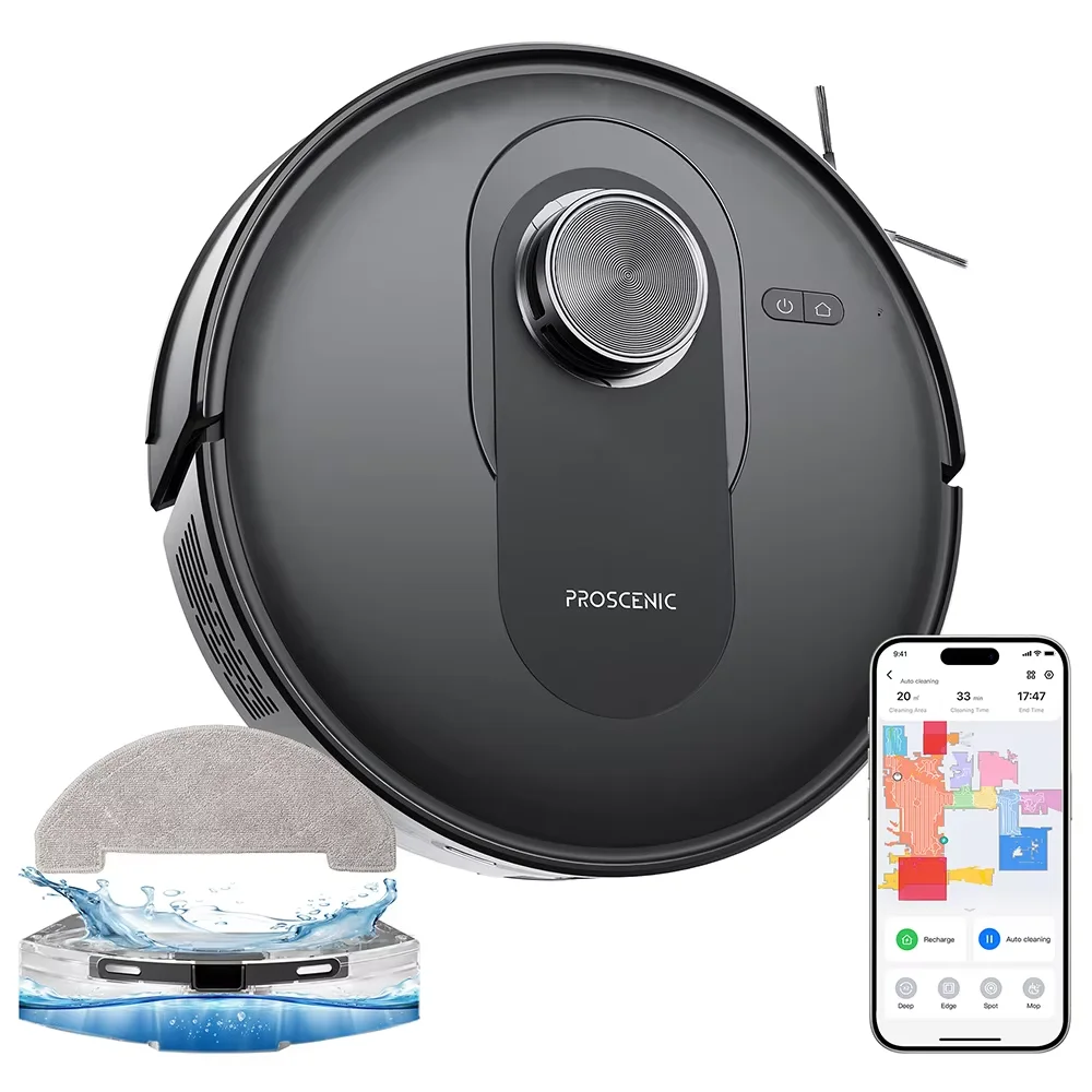 Proscenic Q8 Robot Vacuum and Mop Combo, 4200 Pa Suction, LiDAR Nav, 200min Runtime, Automatic Self-Charging, APP Control