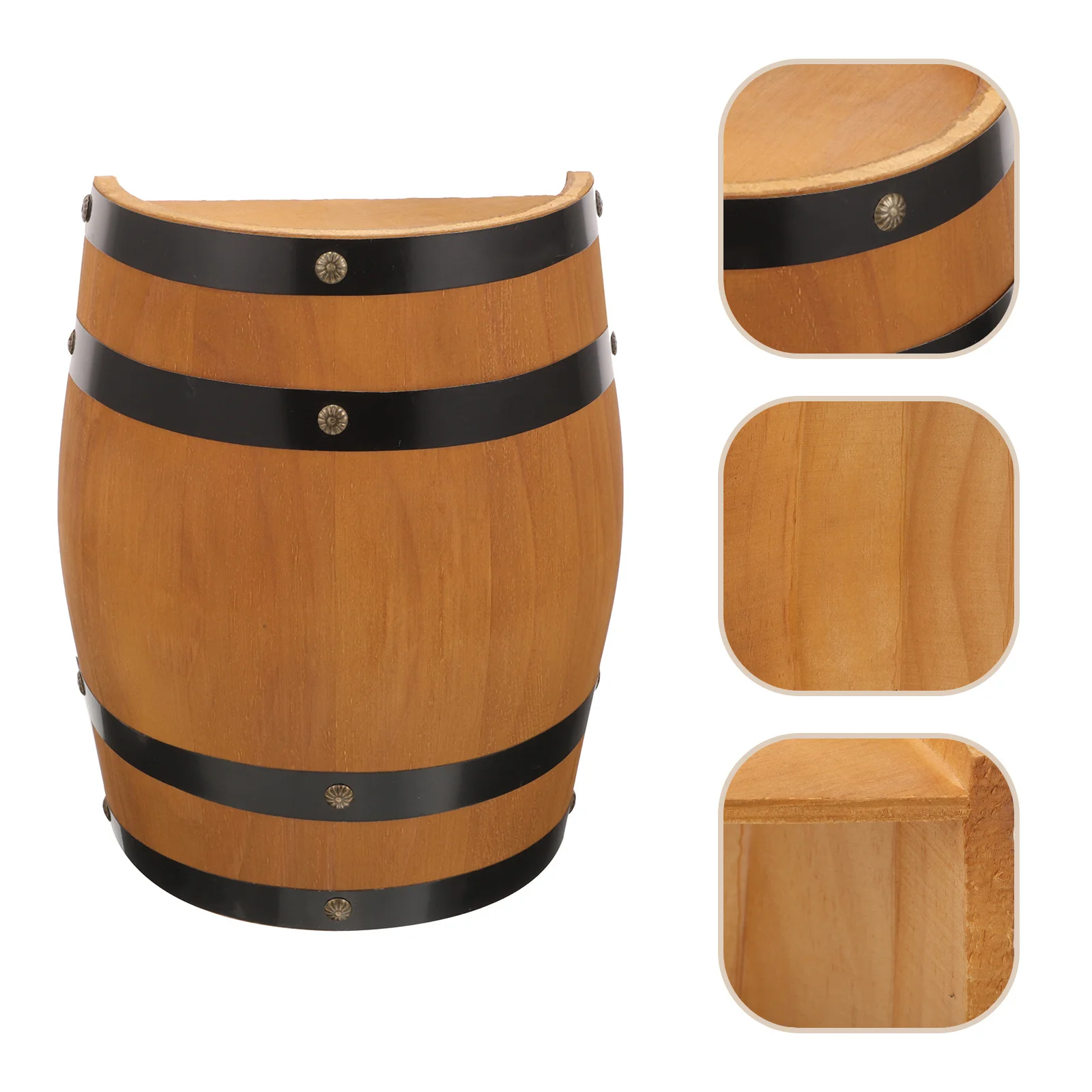 

Lifelike Wooden Half Barrel Decor Wine Barrel Ornament Retro Bar Photo Prop Sturdy Natural Wood Material Bar Landscaping Decor