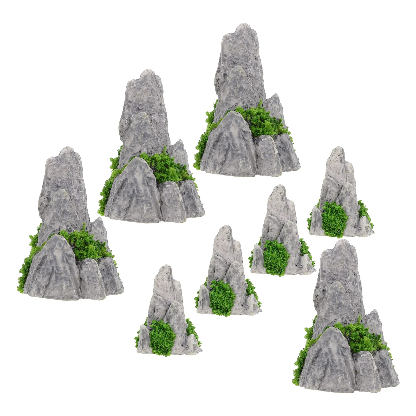 8Pcs Mini Resin Rockery Ornaments for Micro Landscape Bonsai Garden Desk Living Room Sand Table Indoor Moss Pot Aquarium Decor