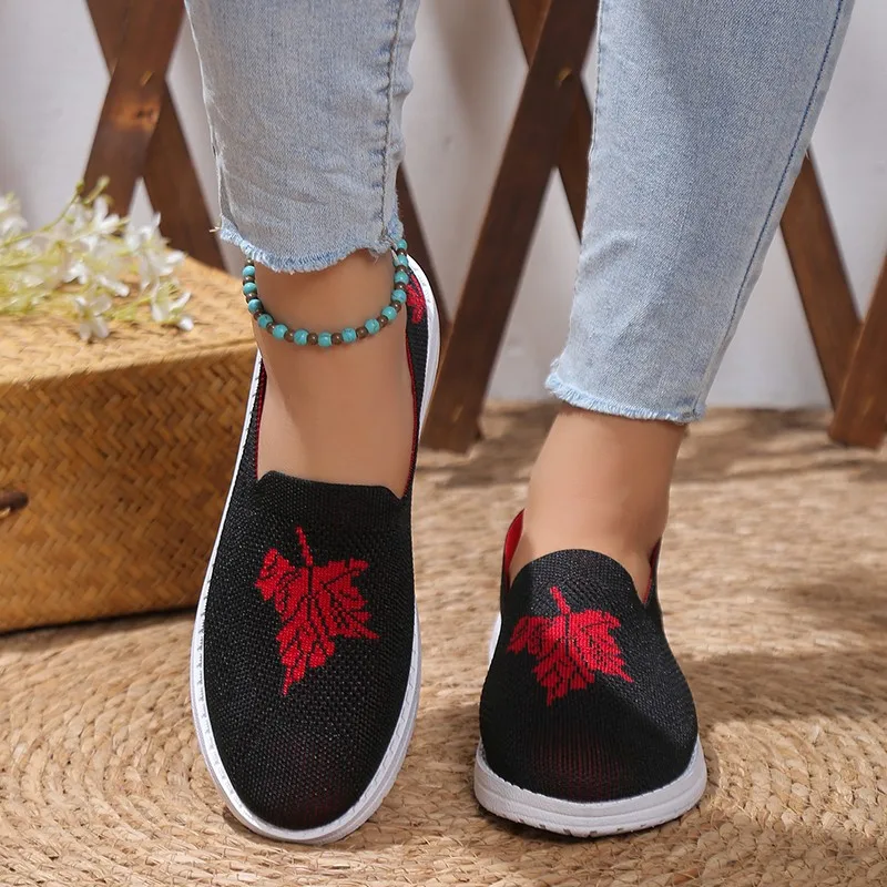 Zapatos planos informales para mujer, zapatillas planas de colores mezclados, punta redonda, tela de red transpirable, sin cordones, primavera y otoño, novedad de 2023