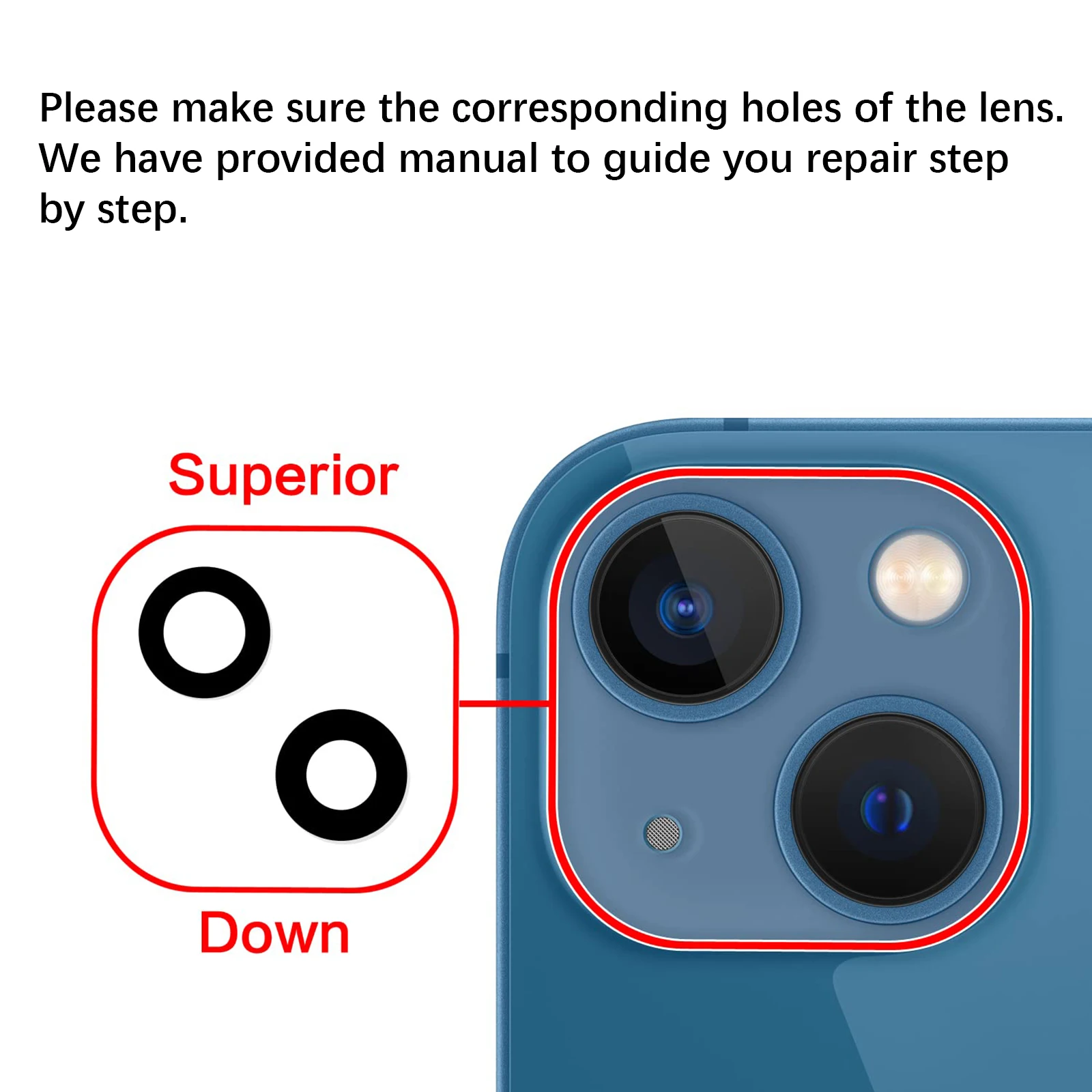 2 مجموعات الأصلي عدسة الكاميرا الخلفية الزجاج استبدال آيفون 12 / 12 Mini مع لاصق مثبت مسبقًا ومجموعة أدوات إصلاح
