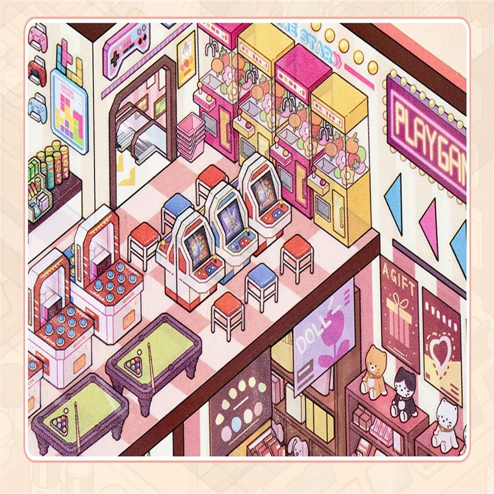 

Kawaii supermarket 3D shopping mall Landscape Sticker DIY Pocket Cabin Scene festival gift ﻿