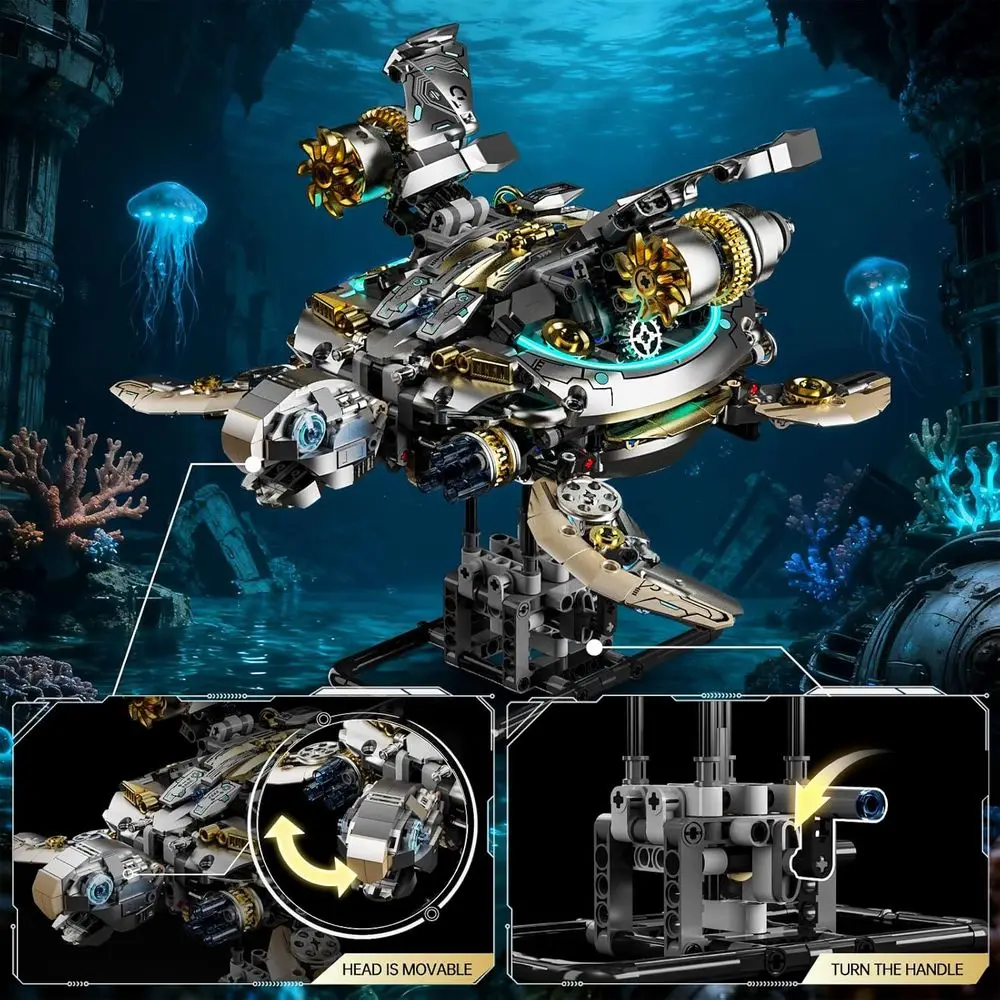 Juguete mecánico de engranaje de tortuga inspirado en Steampunk: juego educativo con manivela y motor para adultos y entusiastas