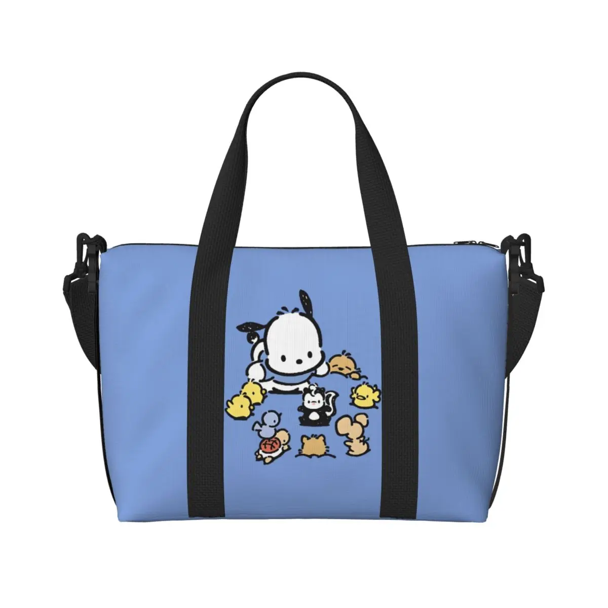 

Пляжная большая сумка Pochacco на заказ для женщин, очень большая спортивная ручная кладь, дорожные сумки для покупок с милой собакой