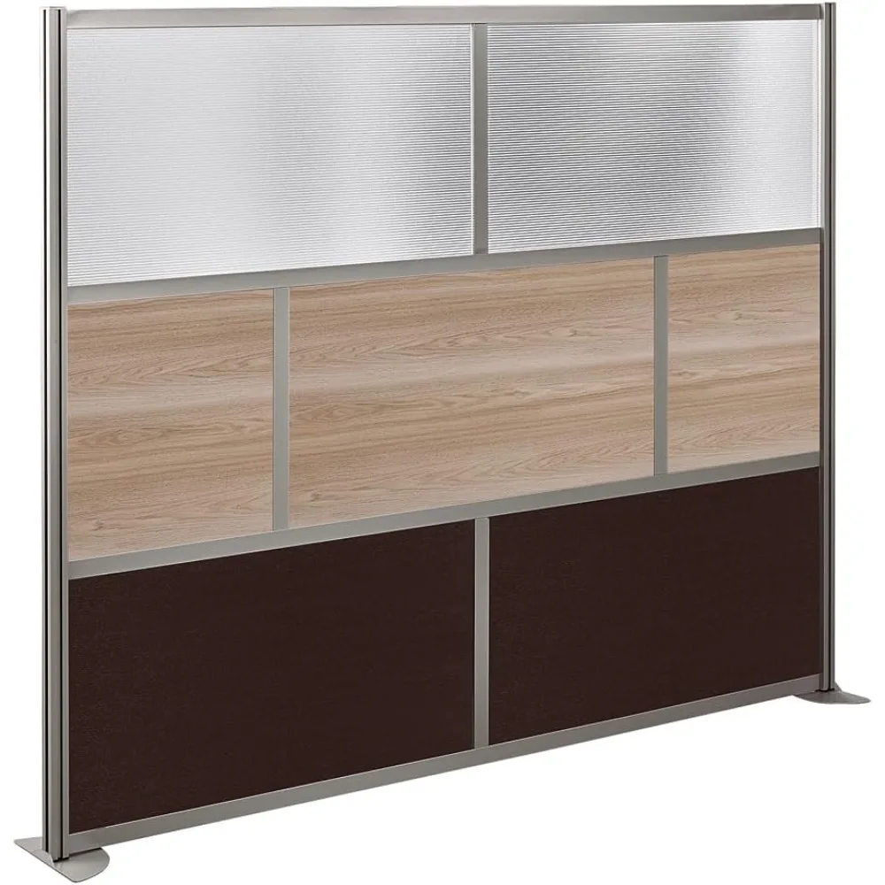 76 inch high x 96 inch wide espresso and warm grey, large privacy screen, portable partition wall, standalone office partition