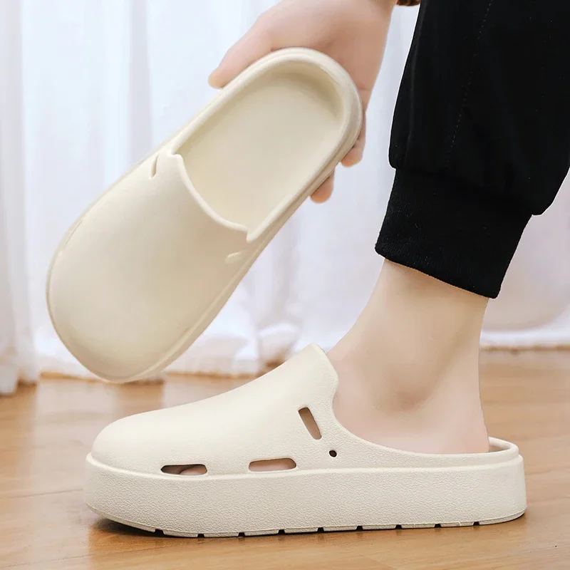 Couple Style Baotou Half Slippers Men Shoes 2024 Summer Non-slip Men Platform Beach Shoes Fashion EVA Slip-on Men Women Slippers