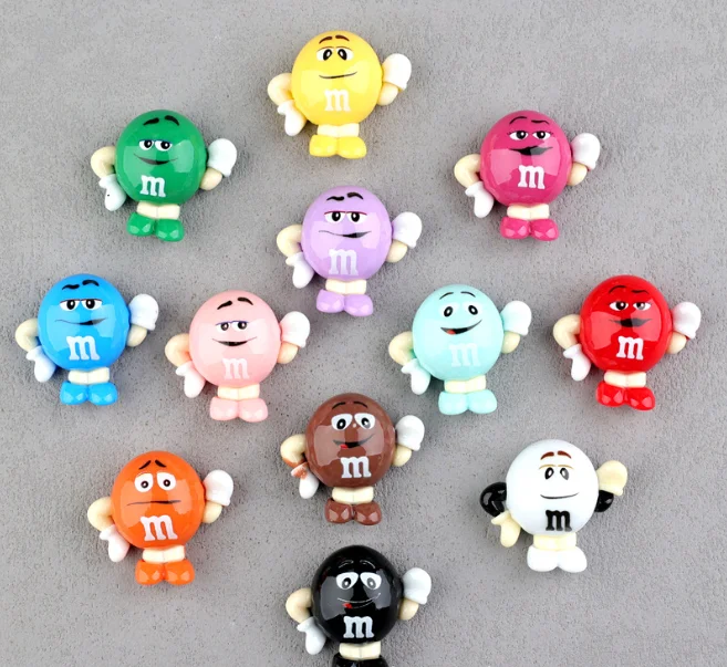 20 unids/lote Kawaii divertido M frijoles cabujón de resina con parte posterior plana artesanías para álbum de recortes piezas decorativas para teléfono accesorios para lazos para el cabello DIY