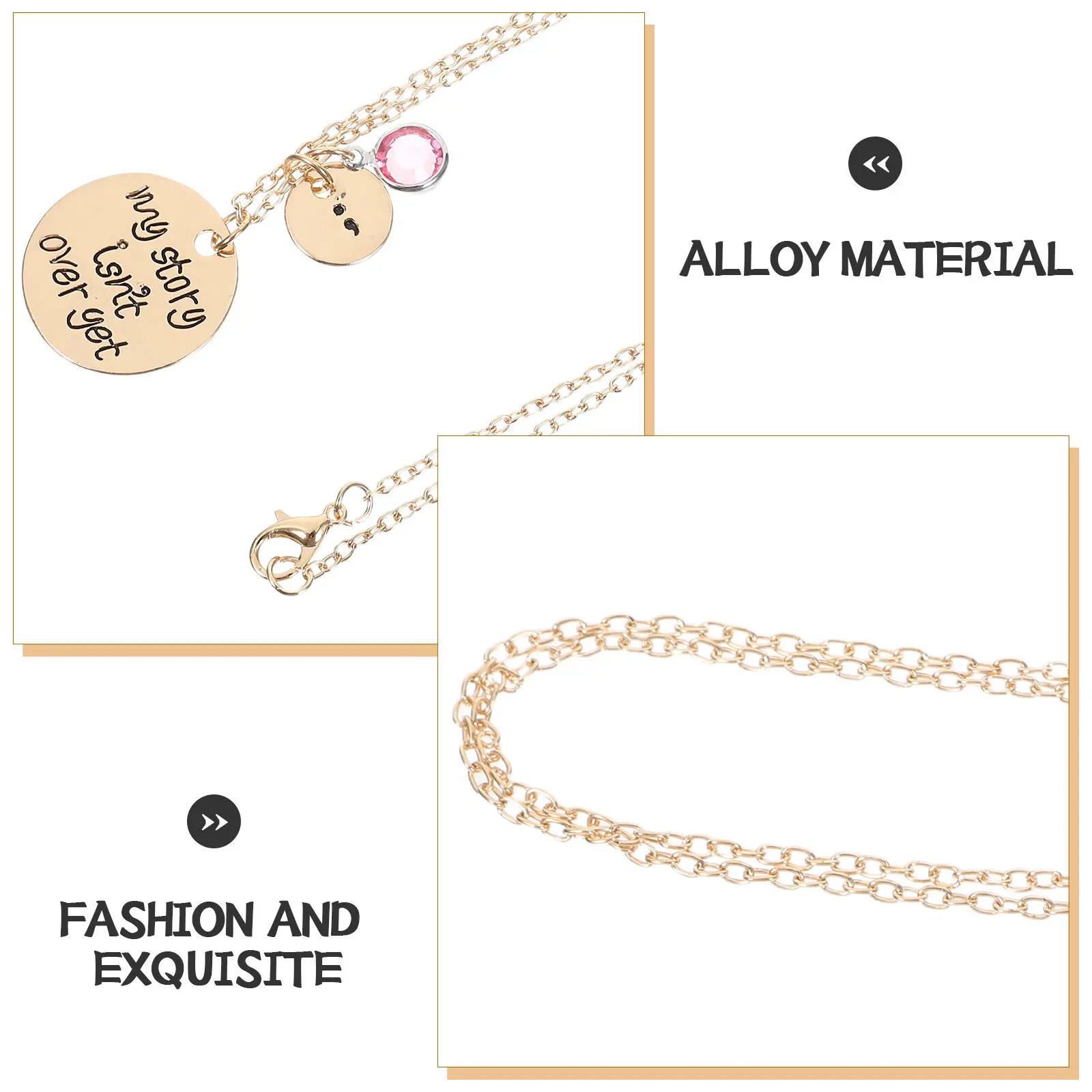 Semicolon Necklace Alloy Gold-Tone Inspirational Jewelry Gift for Encouragement and Mental Health Support