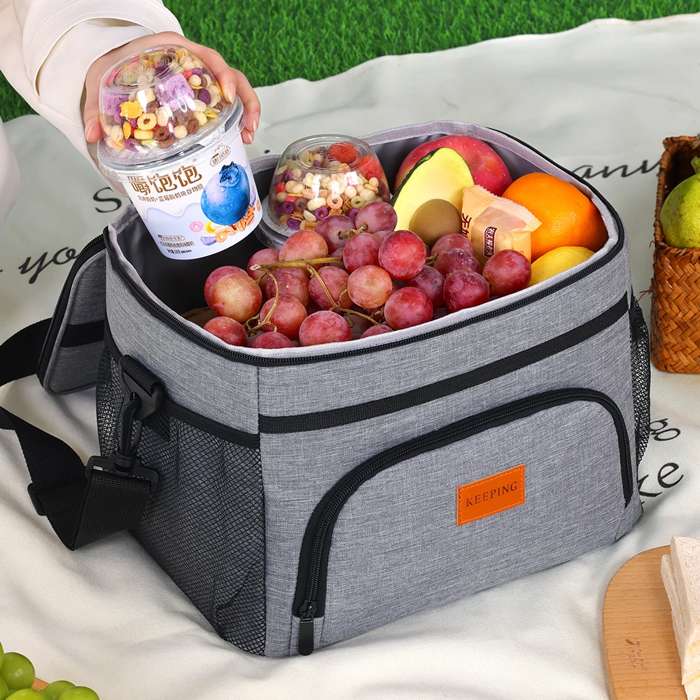 15L Picnic Bag Insulated Lunch Box Soft Cooler Cooling Tote for Adult Men Women Lunch Bag Office Outdoor Camping Picnic Beach