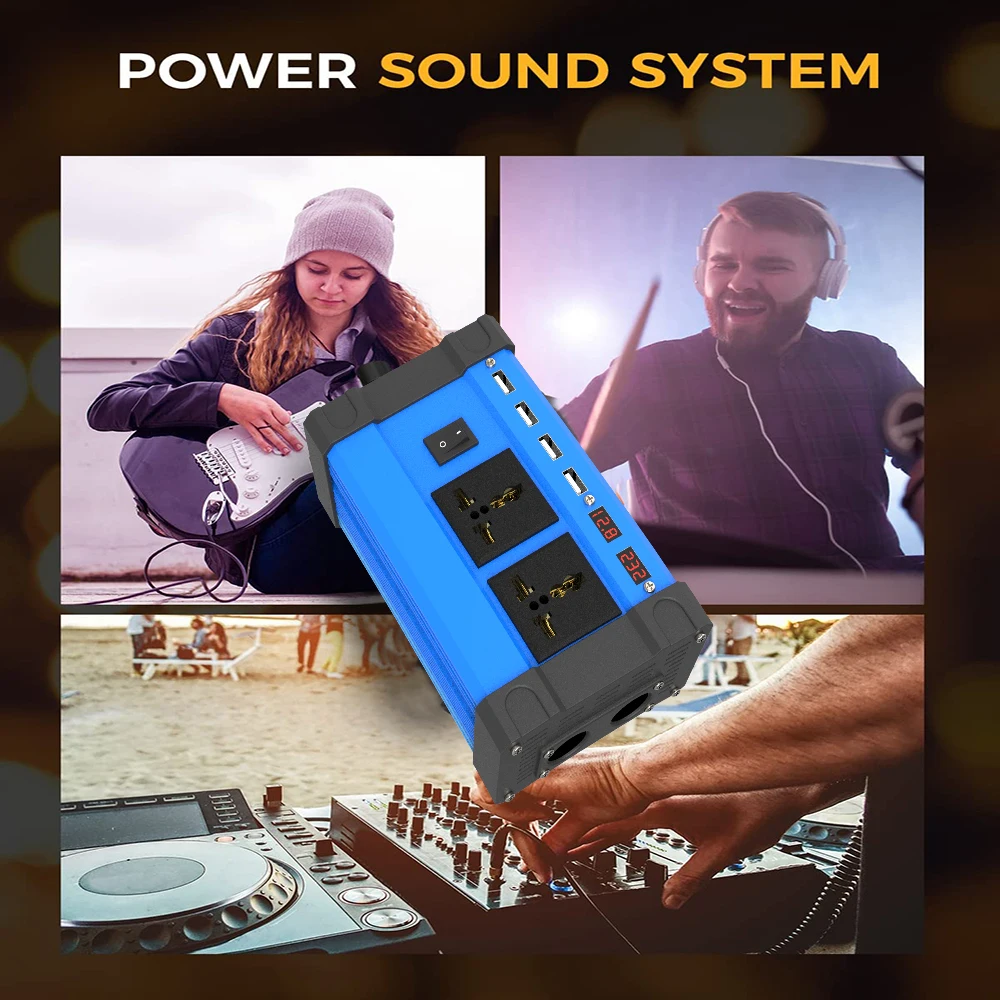 4000W6000W Inverter 12V to 220V110V Smart LCD Dual Display 4USB 4.2A Fast Charger Built-in Controller Car Home Camping