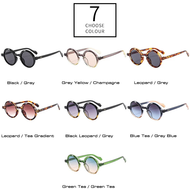SO&EI Retro okrągłe Punk damskie okulary przeciwsłoneczne moda podwójny kolor gradientowe odcienie UV400 męskie nity okulary przeciwsłoneczne — zdjęcie 5