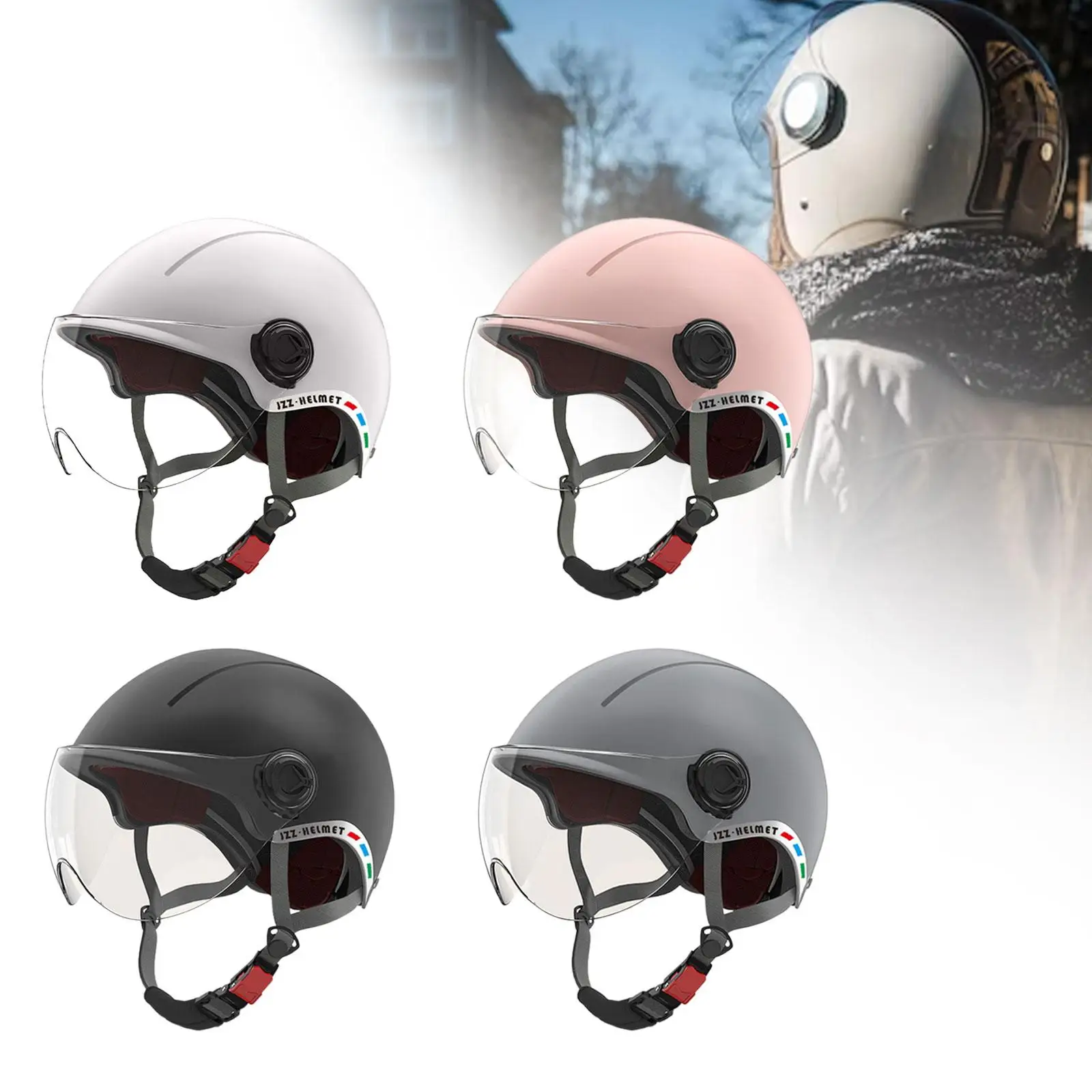 

Electric Car Helmet 55 to 63cm Head Circumference Adjustable Comfortable Breathable Soft Skin Friendly Lining Half Face Helmet