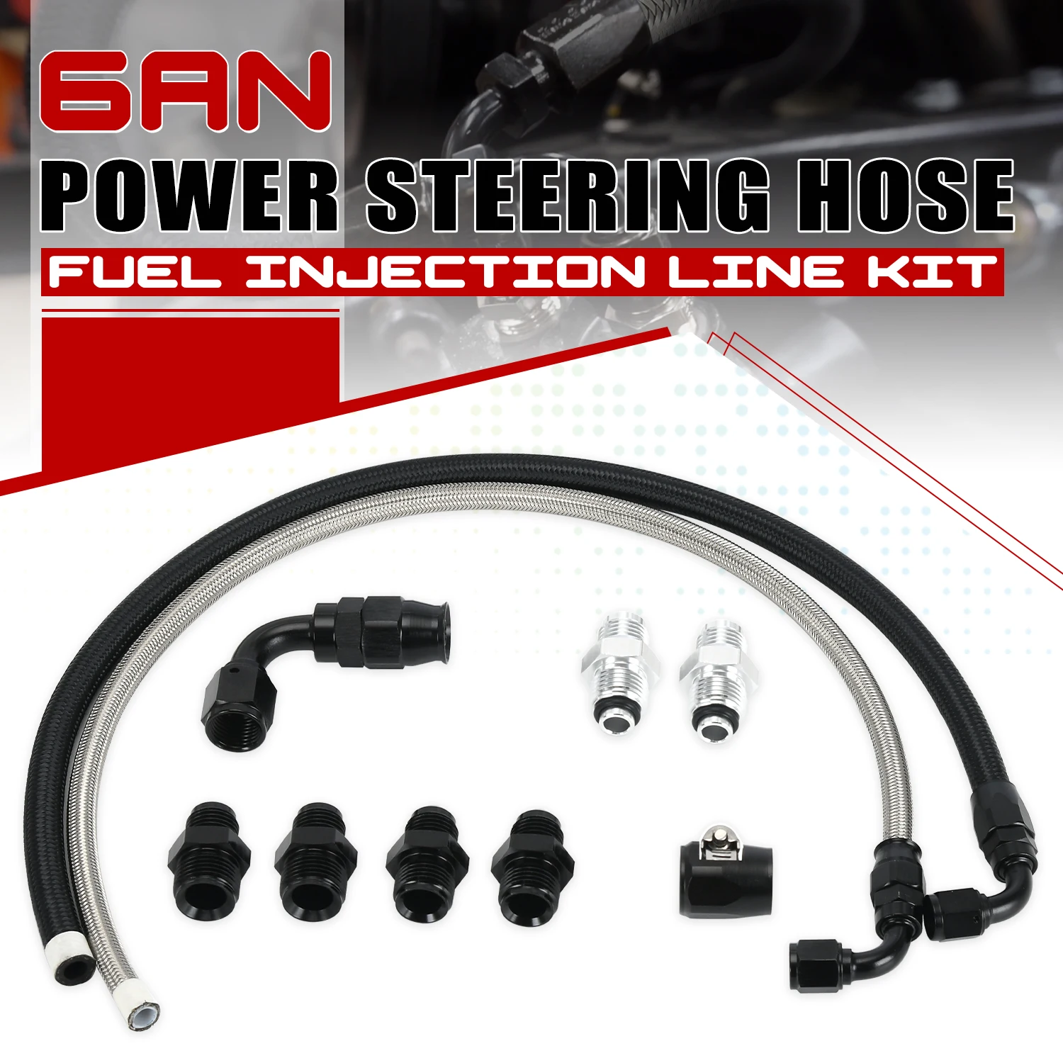 25Inch 6AN AN6 Power Steering Hose Kit For LS Swap CHEVY C10 For most Connects GM vehicles from GM Type II Power Steering Pumps