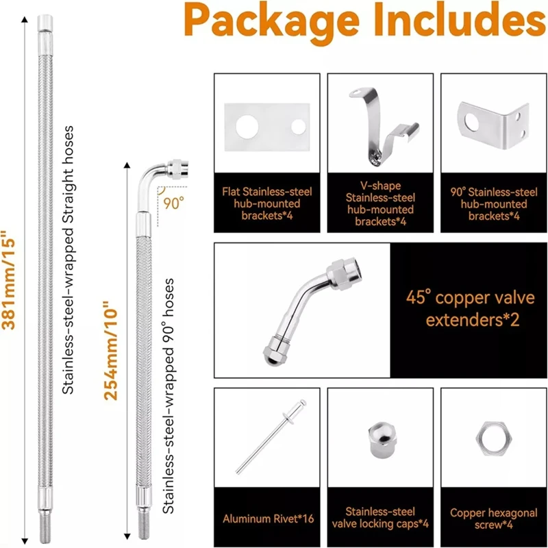 

Dually Valve Stem Extenders Kit for Most CarsJAS