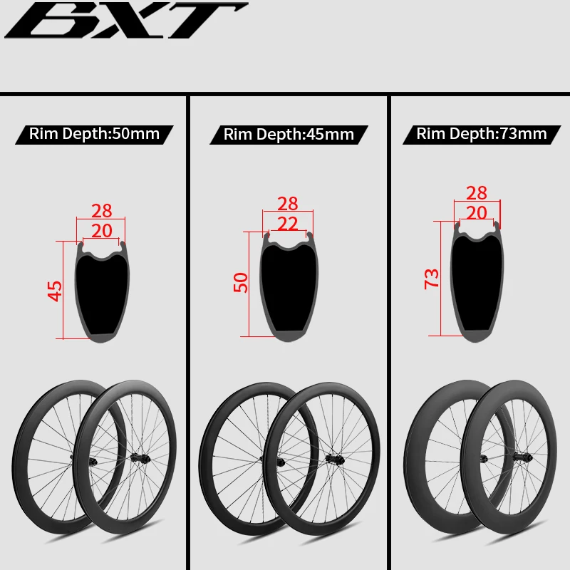 

BXT New 700C Carbon Disc Road Wheelset Disc Brake Center Lock Wheelset Rear Hub 100x12mm Rear Hub 142x12mm Wheels one pair