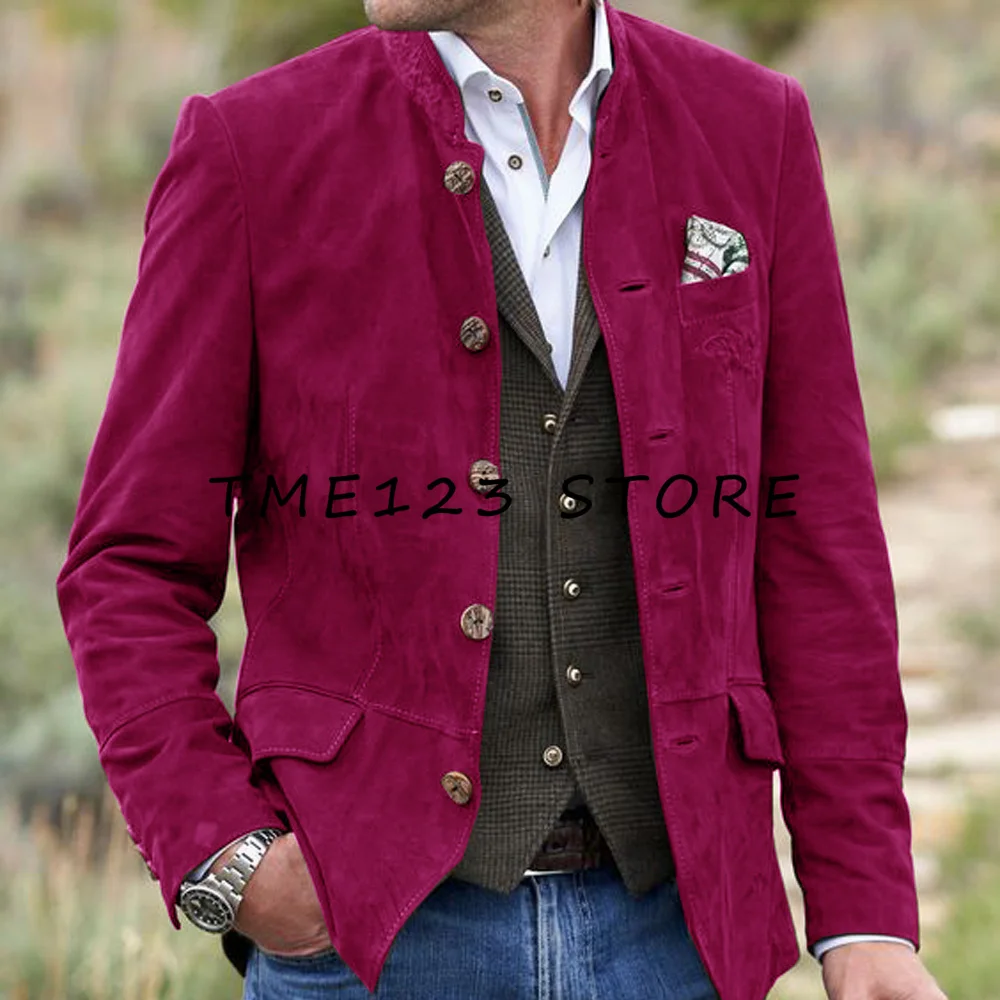 Blazer casual estilo italiano masculino, jaqueta masculina, lapela entalhada, casaco de casamento, festa de formatura, 1 pc