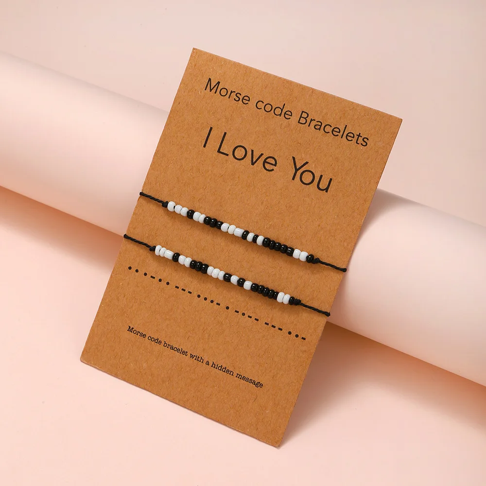 2PCS/Lot Couple Bracelet Secret Love Confession Weave Bracelets Morse Code I Love You Bracelets For Men&Women Metaphor Gift 2024