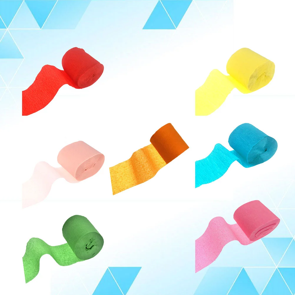 7pcs Crepe Paper for Party Red Silk Ribbon Blue Tissue Decorative Bulk Streamers