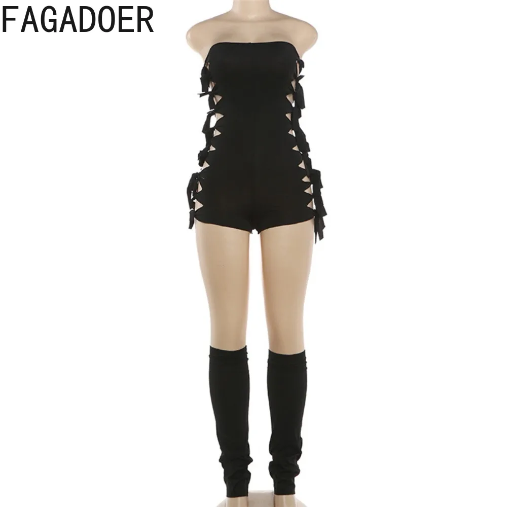 FAGADOER Sexy Hollow-out Patchwork Rompers for Woman See Through Sleeveless Backless Jumpsuits Female Streetwear Overalls 2026 - Image 5