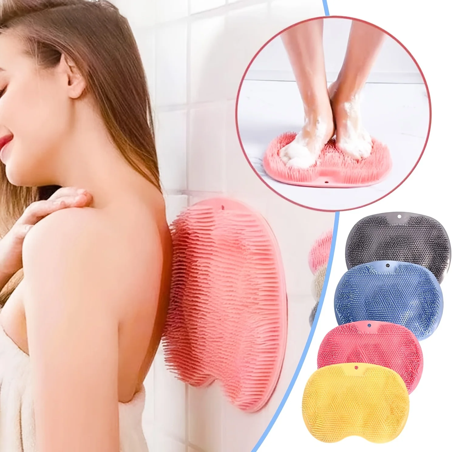 

Bath massage pad, shower foot massage scrub, bathroom wall mounted back scrub, back exfoliator, back massage pad
